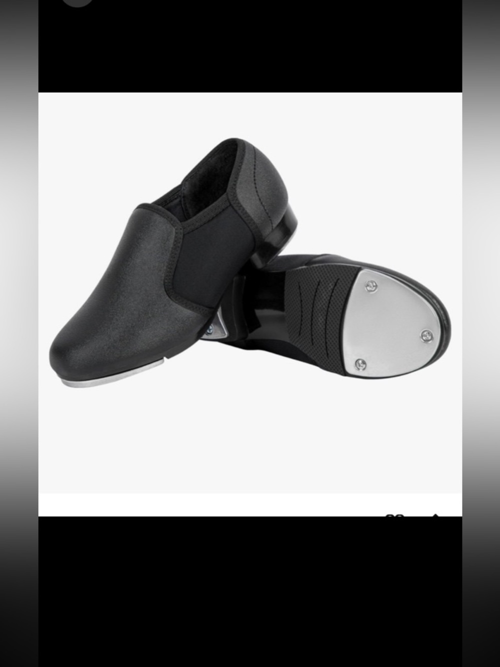 Kids’ black elastic stretch/slip on tap shoes-NWT-size 3.5 big kid-unisex- black